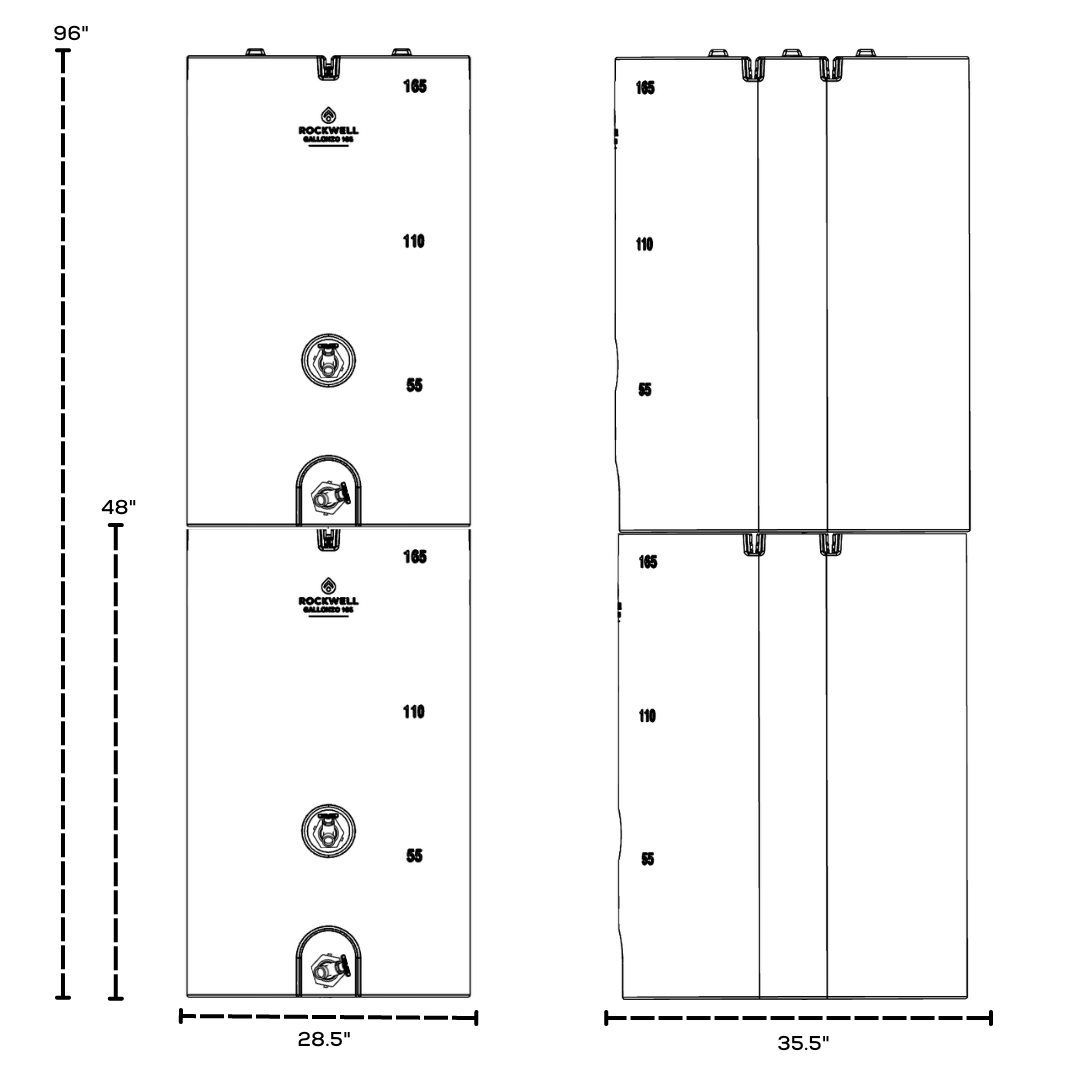 165 Gallon Rockwell Gallonzo Water Storage Tank - 2 Pack Bundle