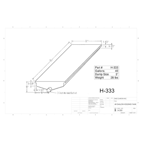 40 Gallon Custom Roto-Mold RV Holding Tank (MPN: 2-H-333)