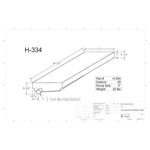 39 Gallon Custom Roto-Mold RV Holding Tank (MPN: H-334 [OR])