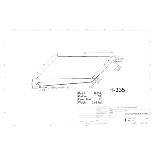 30 Gallon Custom Roto-Mold RV Holding Tank (MPN: H-335 [OR])