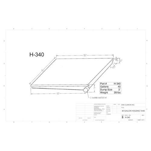 40 Gallon Custom Roto-Mold RV Holding Tank (MPN: 2-H-340)