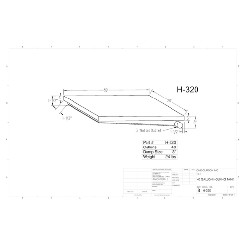 40 Gallon Custom Roto-Mold RV Holding Tank (MPN: H-320 [OR])