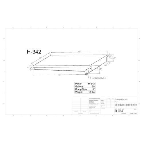 20 Gallon Custom Roto-Mold RV Holding Tank (MPN: H-342)