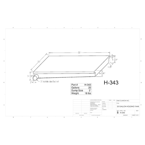 20 Gallon Custom Roto-Mold RV Holding Tank (MPN: H-343)
