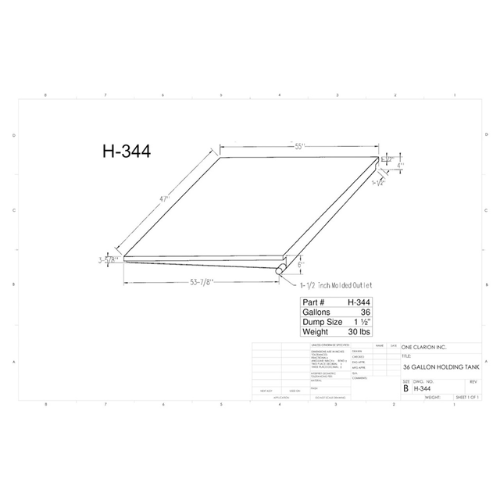 36 Gallon Custom Roto-Mold RV Holding Tank (MPN: H-344)