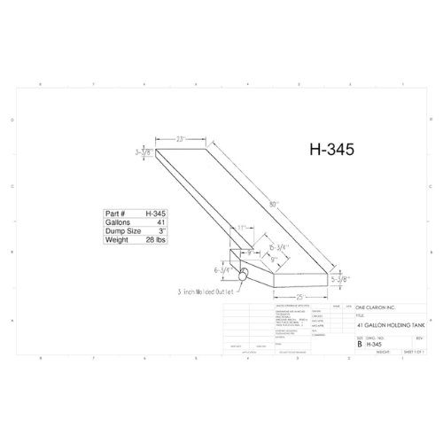 41 Gallon Custom Roto-Mold RV Holding Tank (MPN: H-345)