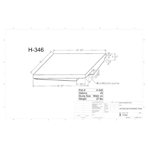 45 Gallon Custom Roto-Mold RV Holding Tank (MPN: H-346 [OR])