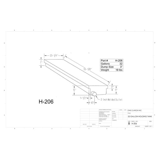 32 Gallon Custom Roto-Mold RV Holding Tank (MPN: H-206)