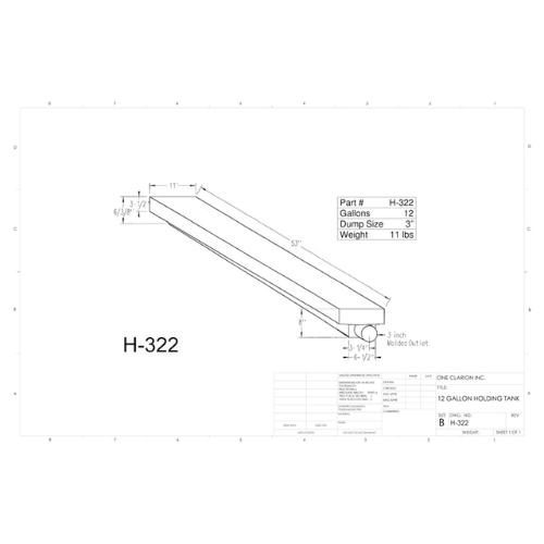 12 Gallon Custom Roto-Mold RV Holding Tank (MPN: H-322)