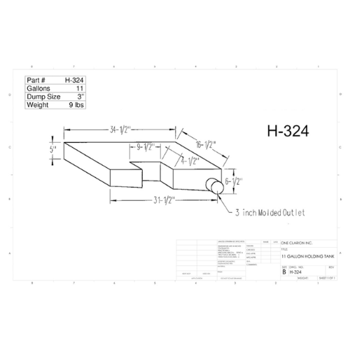 11 Gallon Custom Roto-Mold RV Holding Tank (MPN: H-324)