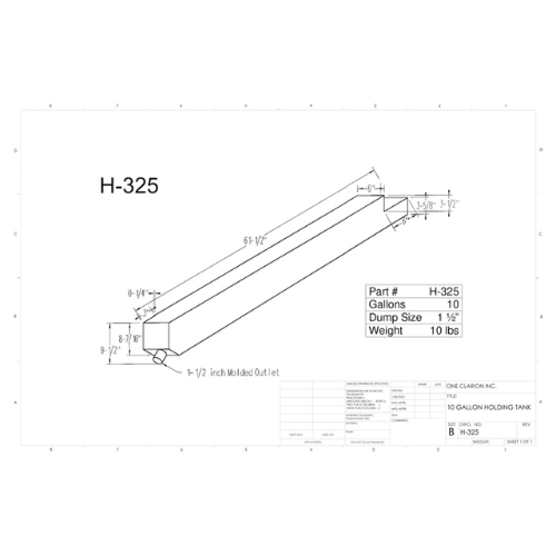 10 Gallon Custom Roto-Mold RV Holding Tank (MPN: H-325)