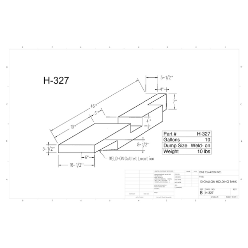 10 Gallon Custom Roto-Mold RV Holding Tank (MPN: H-327)