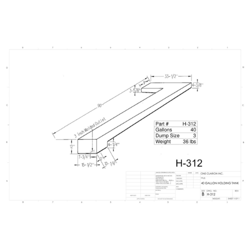40 Gallon Custom Roto-Mold RV Holding Tank (MPN: H.312)