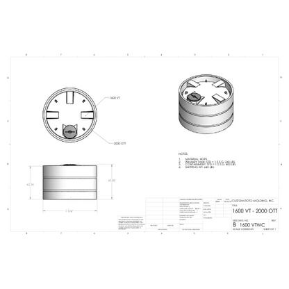 1600 Gallon Custom Roto-Mold Plastic Vertical Tank w/ Lid And 2000 OTT Containment (MPN 1600 VTWC)