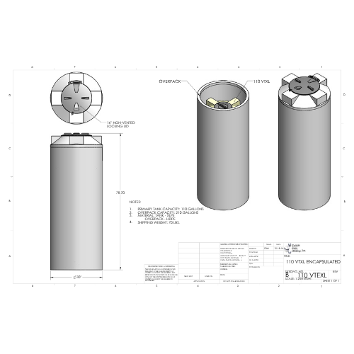 110 Gallon Custom Roto-Mold Enclosed Double Wall Vertical Tank (MPN 110 VTEXL)