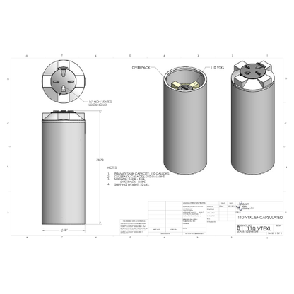 110 Gallon Custom Roto-Mold Enclosed Double Wall Vertical Tank (MPN 110 VTEXL)