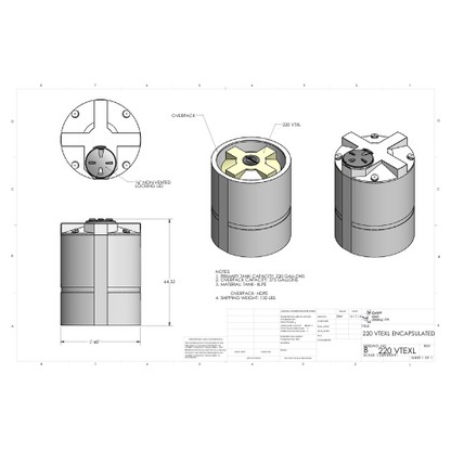 220 Gallon Custom Roto-Mold Enclosed Double Wall Vertical Tank (MPN 220 VTEXL)