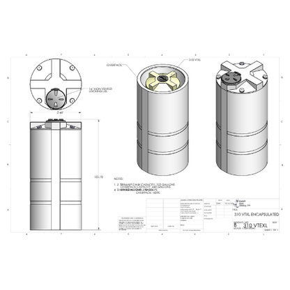 310 Gallon Custom Roto-Mold Enclosed Double Wall Vertical Tank (MPN 310 VTEXL)