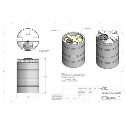 550 Gallon Custom Roto-Mold Enclosed Double Wall Vertical Tank (MPN 550 VTEXL)