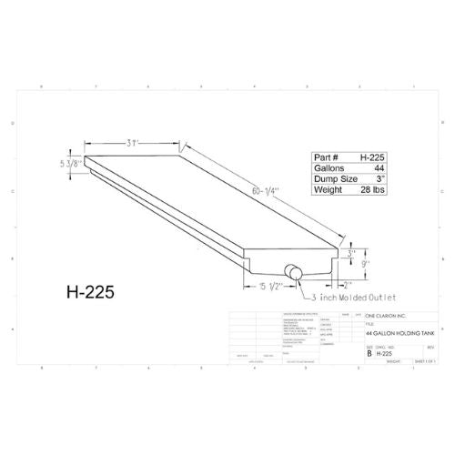 44 Gallon Custom Roto-Mold RV Holding Tank (MPN: H-225 [OR))