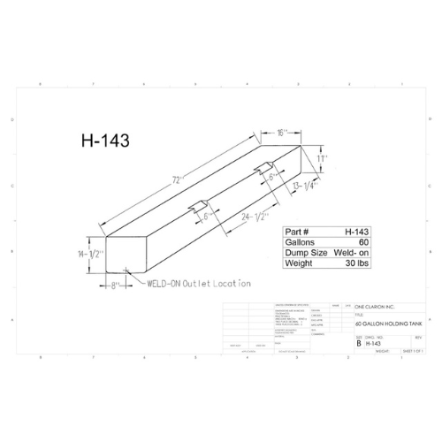60 Gallon Custom Roto-Mold RV Holding Tank (MPN: H-143(OR))