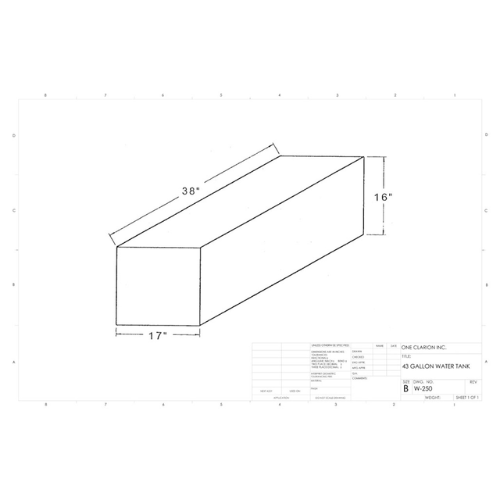 43 Gallon Custom Roto-Mold Marine Water Tank (MPN: MW-250)