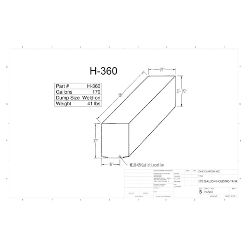 170 Gallon Custom Roto-Mold RV Holding Tank (MPN: H-360 [OR])