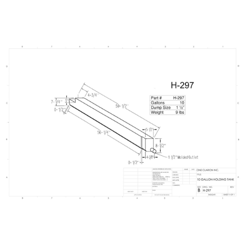 10 Gallon Custom Roto-Mold RV Holding Tank (MPN: H-297)