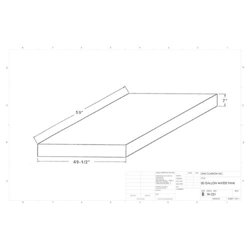 80 Gallon Custom Roto-Mold Marine Water Tank (MPN: MW-251)