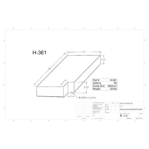 50 Gallon Custom Roto-Mold RV Holding Tank (MPN: H-361 [OR])