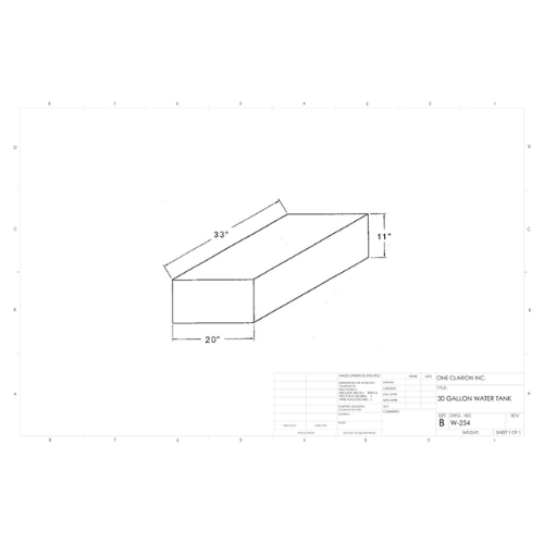 30 Gallon Custom Roto-Mold Marine Water Tank (MPN: MW-254)
