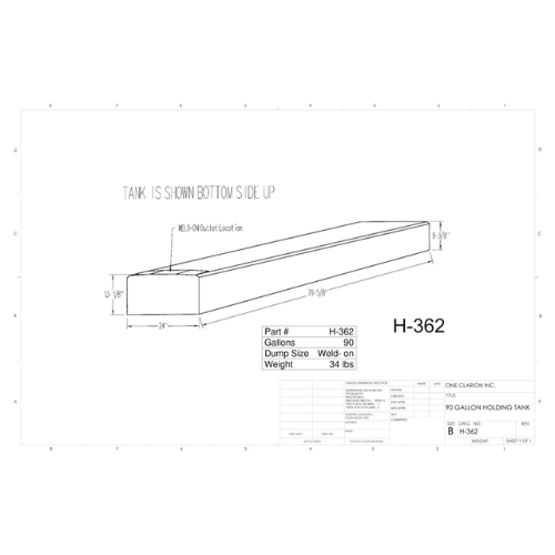 90 Gallon Custom Roto-Mold RV Holding Tank (MPN: H-362)
