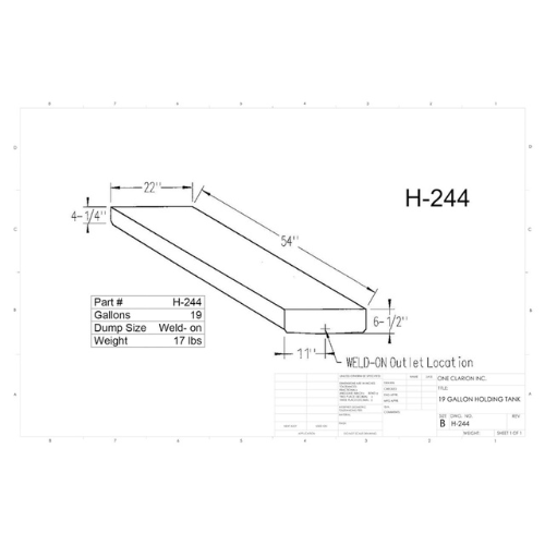 19 Gallon Custom Roto-Mold RV Holding Tank (MPN: H-244)