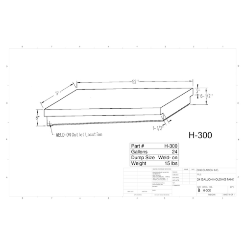 24 Gallon Custom Roto-Mold RV Holding Tank (MPN: H-300)