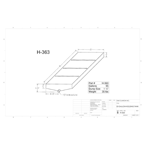 55 Gallon Custom Roto-Mold RV Holding Tank (MPN: H-363)