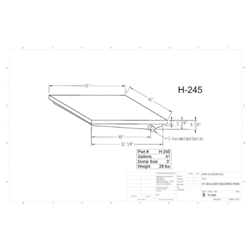 41 Gallon Custom Roto-Mold RV Holding Tank (MPN: H-245)