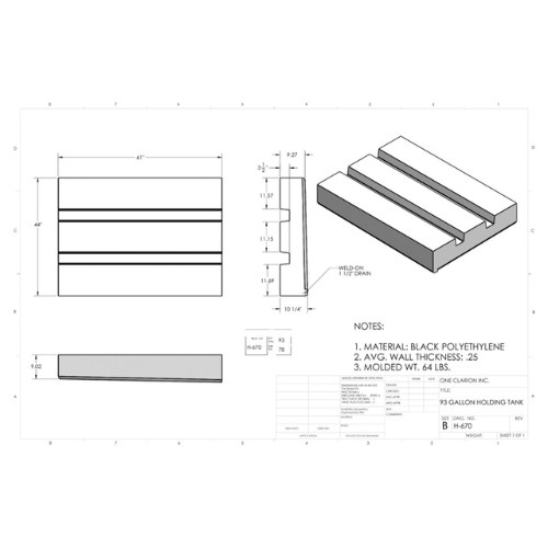 78 Gallon Custom Roto-Mold RV Holding Tank (MPN: H-670)