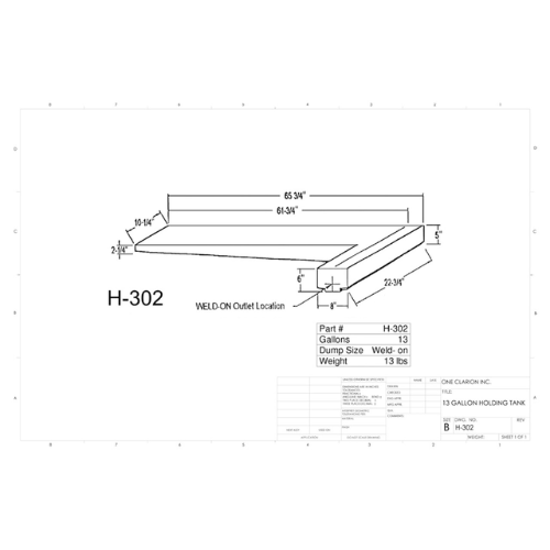 13 Gallon Custom Roto-Mold RV Holding Tank (MPN: H-302)
