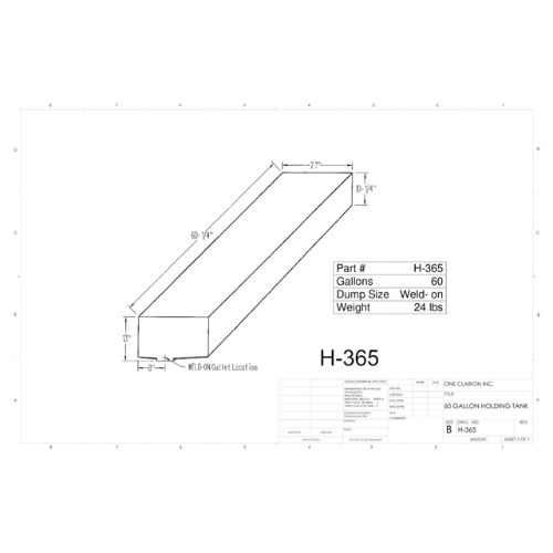 60 Gallon Custom Roto-Mold RV Holding Tank (MPN: H-365)