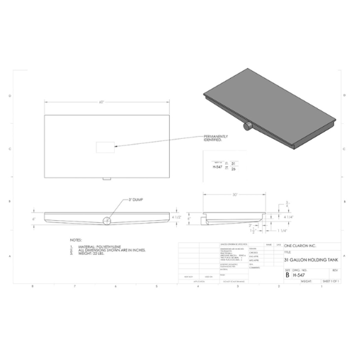 31 Gallon Custom Roto-Mold RV Holding Tank (MPN: H-547)