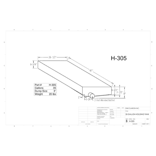35 Gallon Custom Roto-Mold RV Holding Tank (MPN: H-305)