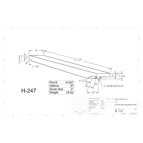 27 Gallon Custom Roto-Mold RV Holding Tank (MPN: H-247)