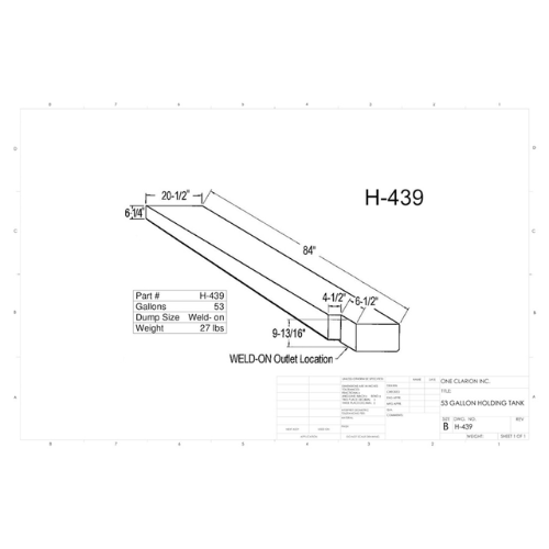 53 Gallon Custom Roto-Mold RV Holding Tank (MPN: H-439 [OR])