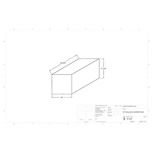 37 Gallon Custom Roto-Mold Marine Water Tank (MPN: MW-259)