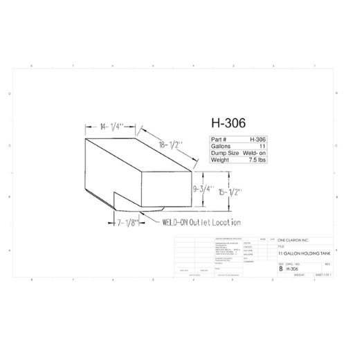 11 Gallon Custom Roto-Mold RV Holding Tank (MPN: H-306)