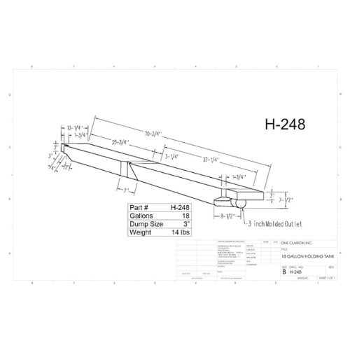 18 Gallon Custom Roto-Mold RV Holding Tank (MPN: H-248)