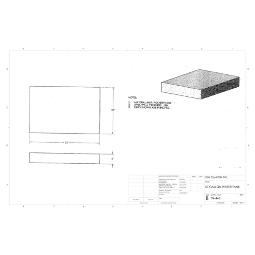 67 Gallon Custom Roto-Mold RV Water Tank (MPN: W-448)
