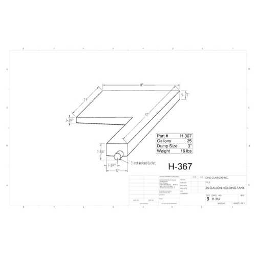 25 Gallon Custom Roto-Mold RV Holding Tank (MPN: H-367)