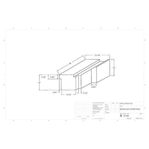 28 Gallon Custom Roto-Mold Marine Water Tank (MPN: MW-260)