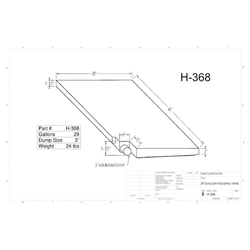 29 Gallon Custom Roto-Mold RV Holding Tank (MPN: H-368 [OR])